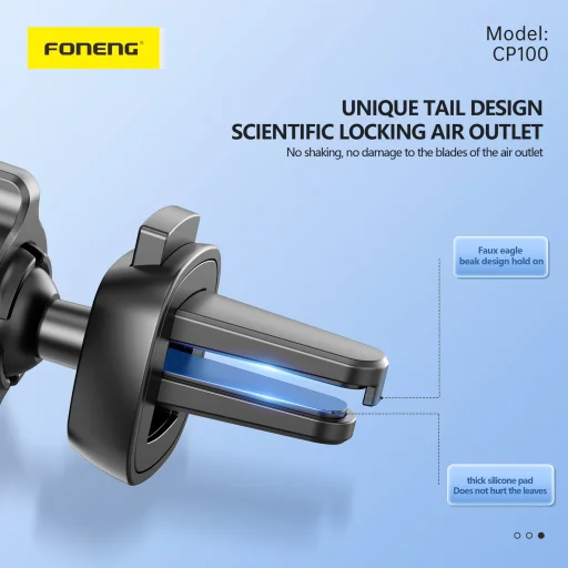 Foneng Car holder CP100 gravity szellőzőre erősíthető autós telefontartó fekete - 3
