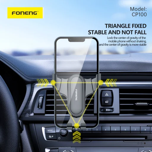 Foneng Car holder CP100 gravity szellőzőre erősíthető autós telefontartó fekete - 4