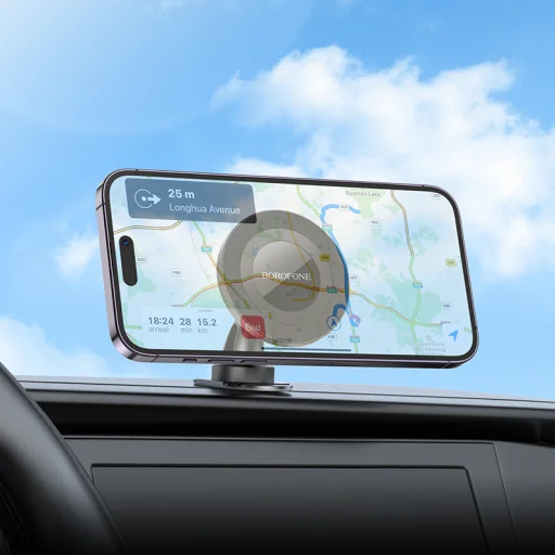 Borofone autós telefontartó BH91 mágneses gyűrű, ragasztható talp, fekete - 8