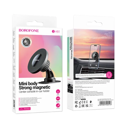 Borofone autós telefontartó BH91 mágneses gyűrű, ragasztható talp, fekete - 9
