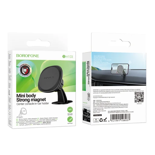 Borofone BH103 Cloud mágneses autós telefontartó, fekete, ragasztható talp - 9