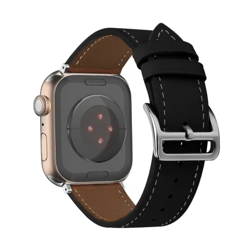 Bőr szíj Apple Watch 38/40/41 design 1 fekete - 1