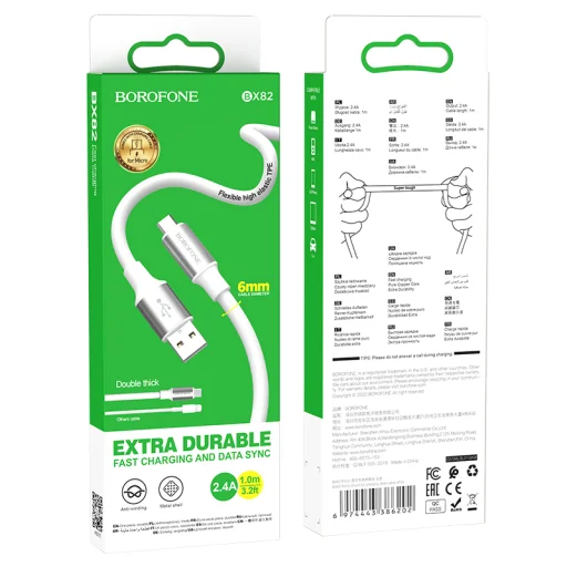 Borofone Cable BX82 Bountiful - USB to Micro USB - 2,4A 1 méter fehér - 4