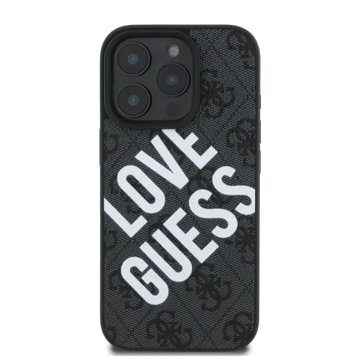  iPhone 16 Pro fekete Guess PU Leather 4G Big Love Logo MagSafe tok - 2