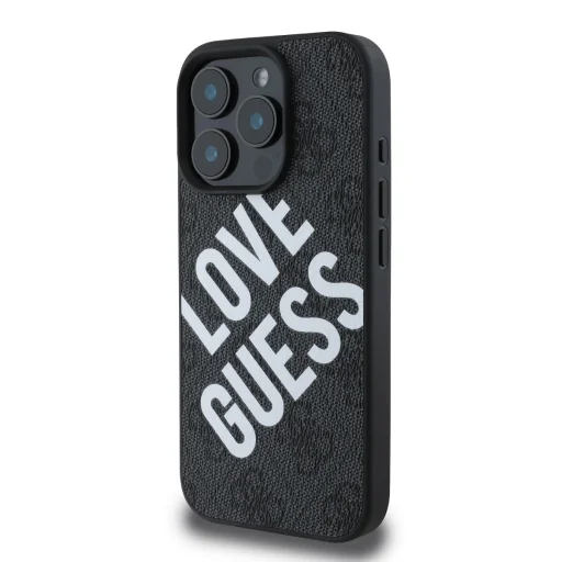  iPhone 16 Pro fekete Guess PU Leather 4G Big Love Logo MagSafe tok - 3