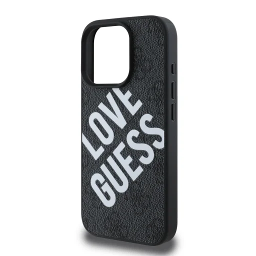  iPhone 16 Pro fekete Guess PU Leather 4G Big Love Logo MagSafe tok - 4
