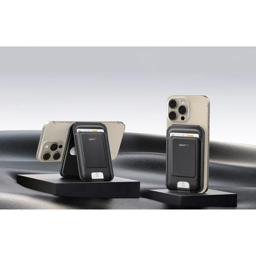 Mágneses pénztárca állvány funkcióval iPhone MagSafe készülékekhez, Ugreen LP836, bőr (fekete) - 5