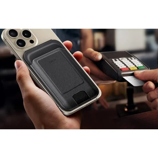 Mágneses pénztárca állvány funkcióval iPhone MagSafe készülékekhez, Ugreen LP836, bőr (fekete) - 6
