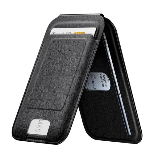 Mágneses pénztárca állvány funkcióval iPhone MagSafe készülékekhez, Ugreen LP836, bőr (fekete) - 1