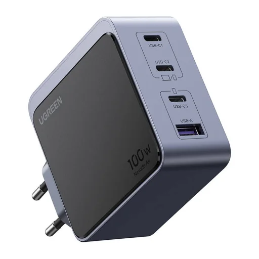 Hálózati töltő Ugreen Nexode Air 100W, 3x USB-C, USB (szürke) - 3