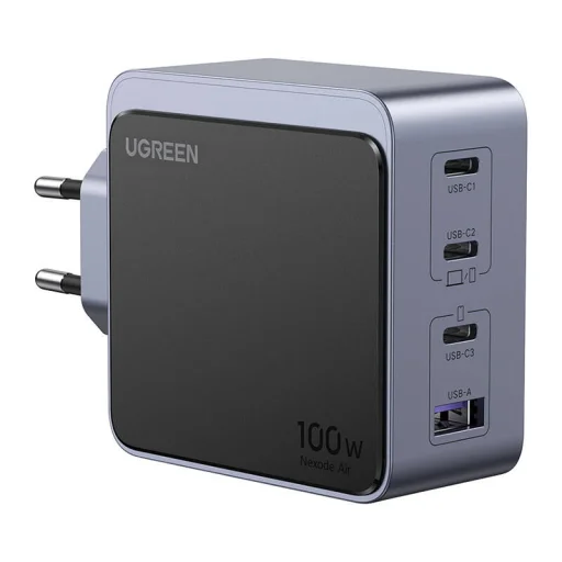 Hálózati töltő Ugreen Nexode Air 100W, 3x USB-C, USB (szürke) - 1