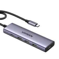 USB-C Hub Ugreen CM511, HDMI 4K 60Hz, 3x USB 3.0 5Gbps, PD 100W (ezüst)