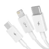 Baseus CAMLTYS-02 Superior Gyors Töltő- és Adatkábel 3in1 USB-C, Lightning, MicroUSB 1.5m Fehér thumbnail