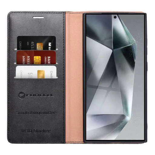 FORCELL F-PROTECT RFID blockoló fliptok Samsung Galaxy S23 FE fekete tok - 4