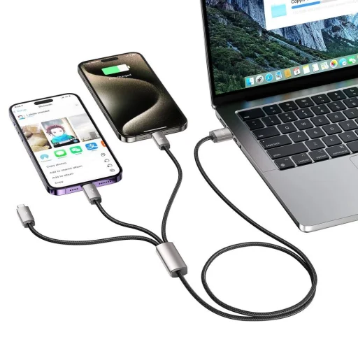 Tech-Protect UltraBoost 3in1 USB-A - Lightning / USB-C / micro USB 3.5A kábel 1m - szürke - 6