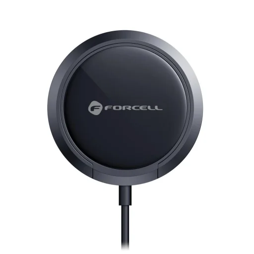 FORCELL F-ENERGY PowerPod vezeték nélküli töltő MagSafe kompatibilitással gyűrűvel/kitámasztóval 2A 15W fekete, - 3
