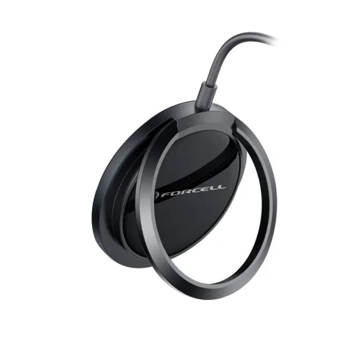 FORCELL F-ENERGY PowerPod vezeték nélküli töltő MagSafe kompatibilitással gyűrűvel/kitámasztóval 2A 15W fekete, - 4
