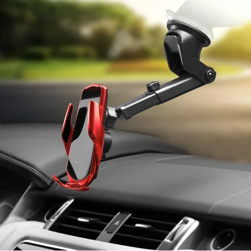 FORCELL autós tartó vezeték nélküli töltéssel, automatikus szenzorral + mágneses adapterek HS1 15W piros - 13