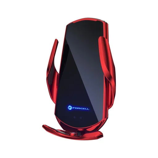 FORCELL autós tartó vezeték nélküli töltéssel, automatikus szenzorral + mágneses adapterek HS1 15W piros - 10