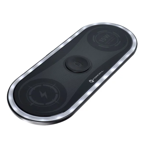 FORCELL F-ENERGY Ellipse vezeték nélküli töltő 3 az 1-ben, kompatibilis az Apple Qi QC 15W fekete - 4