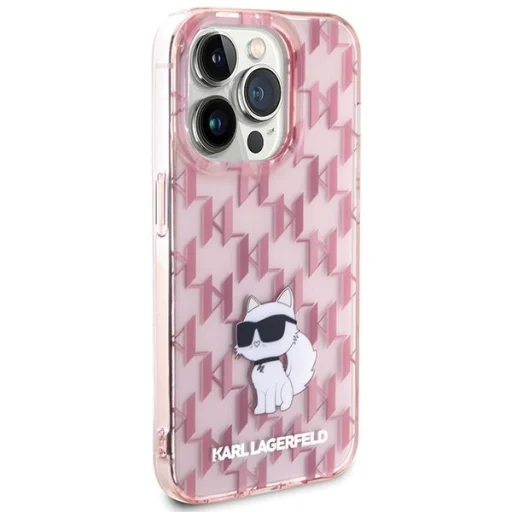  iPhone 15 PRO Original faceplate tok KARL LAGERFELD KLHCP15LHNCMKLP (Monogram / rózsaszín) - 4