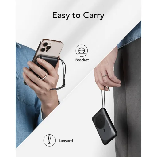 VEGER powerbank 10 000 mAh vezeték nélküli töltéssel MagSafe kompatibilitással PD QC3.0 2A 20W MagOn (VP1151 / W1151) fehér - 16