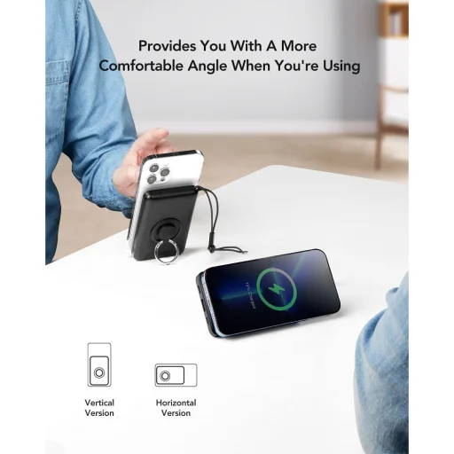 VEGER powerbank 10 000 mAh vezeték nélküli töltéssel MagSafe kompatibilitással PD QC3.0 2A 20W MagOn (VP1151 / W1151) fehér - 17