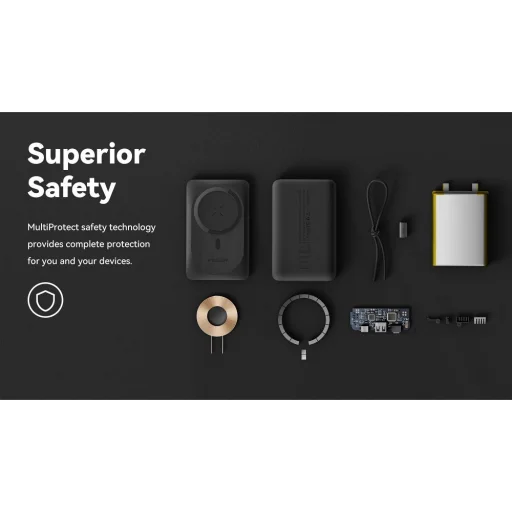 VEGER powerbank 10 000 mAh vezeték nélküli töltéssel MagSafe kompatibilitással PD QC3.0 2A 20W MagOn (VP1151 / W1151) fehér - 24