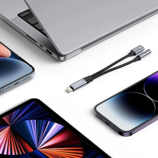 Tech-Protect UltraBoost Lightning (male) / 3.5mm mini jack (female) - Lightning (female) átalakító kábel - fekete - 2