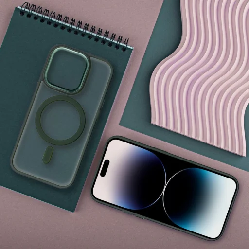 MATTE MAG TAKARÓ tok kompatibilis MagSafe technológiával IPHONE 16 Pro zöld - 5