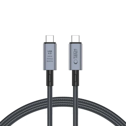 Tech-Protect UltraBoost Max USB-C 4.0 / USB-C 4.0 PD kábel 240W 8K 40Gbps 1m - szürke - 1