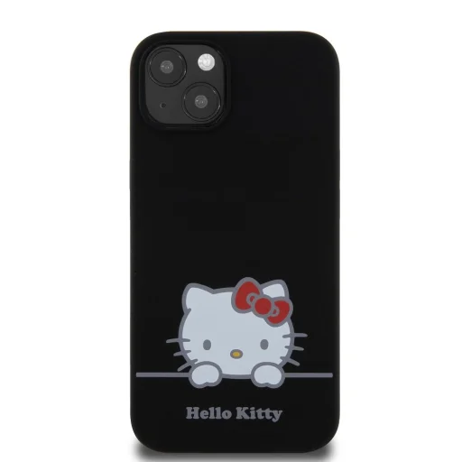 Hello Kitty Liquid Silicone Daydreaming Logo tok iPhone 13-hoz, fekete - 3