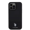 U.S. Polo PU Leather Mesh Pattern Double Horse tok iPhone 15 Pro Black thumbnail