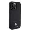 U.S. Polo PU Leather Mesh Pattern Double Horse tok iPhone 15 Pro Black thumbnail