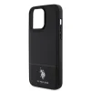 U.S. Polo PU Leather Mesh Pattern Double Horse tok iPhone 15 Pro Black thumbnail