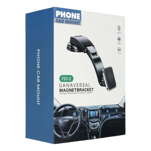 Mágneses autós telefontartó középkonzolhoz F53-2 ezüst - 5