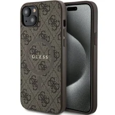 GUESS tok iPhone 14-hez kompatibilis MagSafe GUHMP14SG4GFRW (4G Ring klasszikus logó) barna