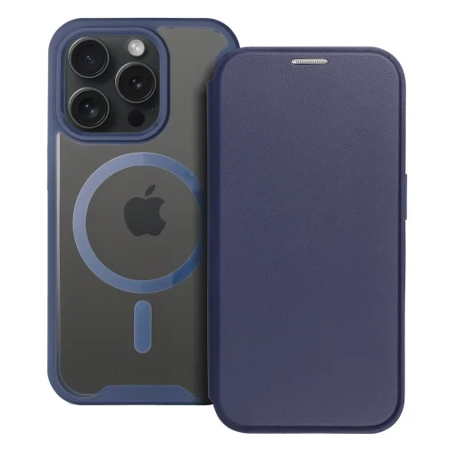 SMART MAG Fliptok kompatibilis MagSafe-fel - iPhone 15 Pro Max kék tok - 2