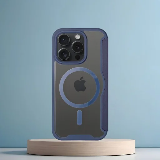 SMART MAG Fliptok kompatibilis MagSafe-fel - iPhone 15 Pro Max kék tok - 4