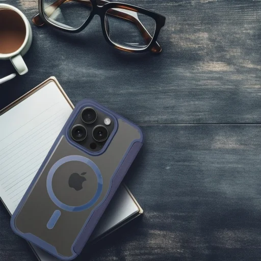 SMART MAG Fliptok kompatibilis MagSafe-fel - iPhone 15 Pro Max kék tok - 5