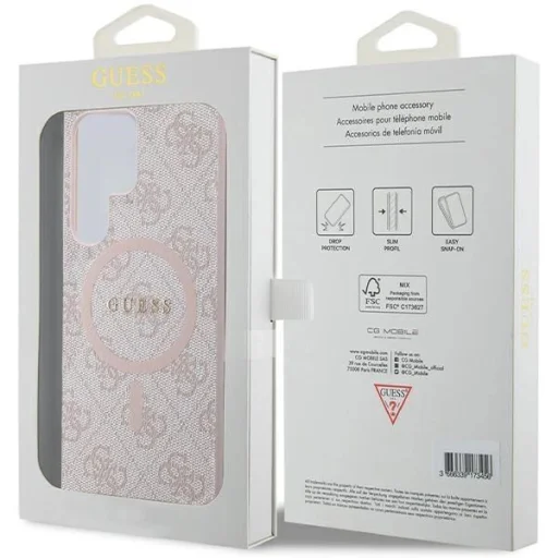 Guess 4G Collection Leather Metal Logo MagSafe tok Samsung Galaxy S24 Ultra - Rózsaszín - 8