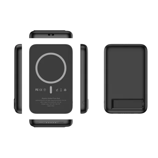 VEGER powerbank 5 000 mAh vezeték nélküli töltéssel kompatibilis MagSafe PD QC3.0 2A 20W MagOn Kick (V0553P / W0553P) fekete - 4