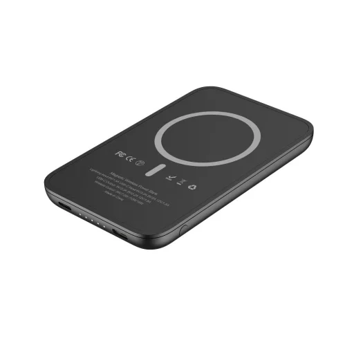 VEGER powerbank 5 000 mAh vezeték nélküli töltéssel kompatibilis MagSafe PD QC3.0 2A 20W MagOn Kick (V0553P / W0553P) fekete - 5