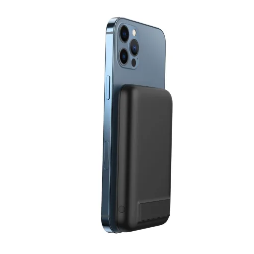 VEGER powerbank 5 000 mAh vezeték nélküli töltéssel kompatibilis MagSafe PD QC3.0 2A 20W MagOn Kick (V0553P / W0553P) fekete - 10