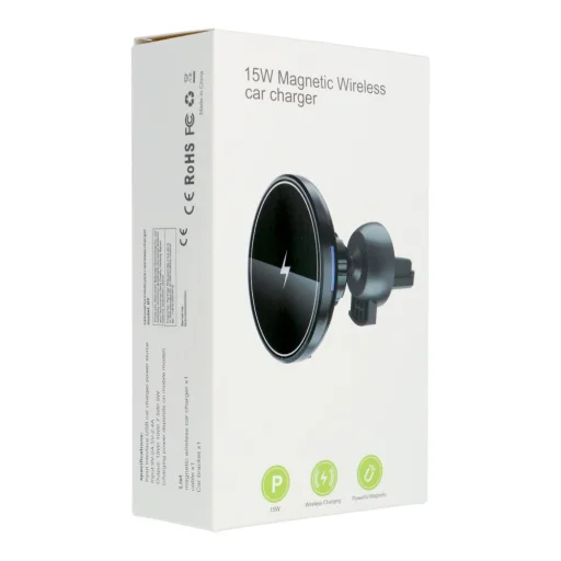 Autós telefontartó légbeömlőre vezeték nélküli töltéssel, MagSafe töltés támogatás 15W D7 fekete - 8