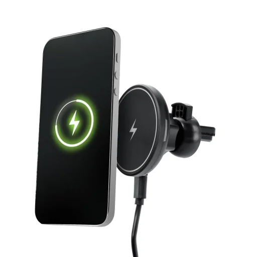 Autós telefontartó légbeömlőre vezeték nélküli töltéssel, MagSafe töltés támogatás 15W D7 fekete - 4