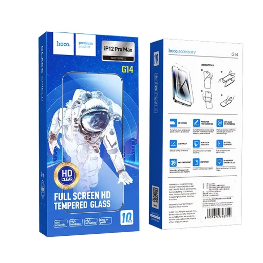 HOCO edzett üveg HD 5D Őrző pajzs (SET 10in1) - iPhone 12 Pro Max fekete (G14) üvegfólia - 10