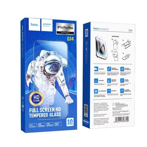 HOCO edzett üveg HD 5D Guardian shield (SET 10in1) - iPhone 14 Pro Max fekete (G14) üvegfólia - 9