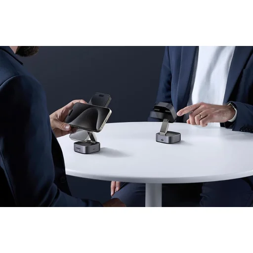 2 az 1-ben induktív Qi töltőállomás Ugreen W702 iPhone-hoz és AirPods-hoz, 15W (szürke) - 6