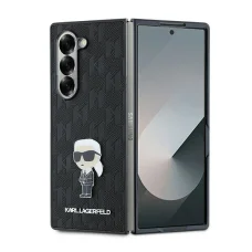 Eredeti Samsung Galaxy Z Fold 6 tok Karl Lagerfeld Saffiano Ikonik Pin KLHCZFD6SAPKINPKK fekete